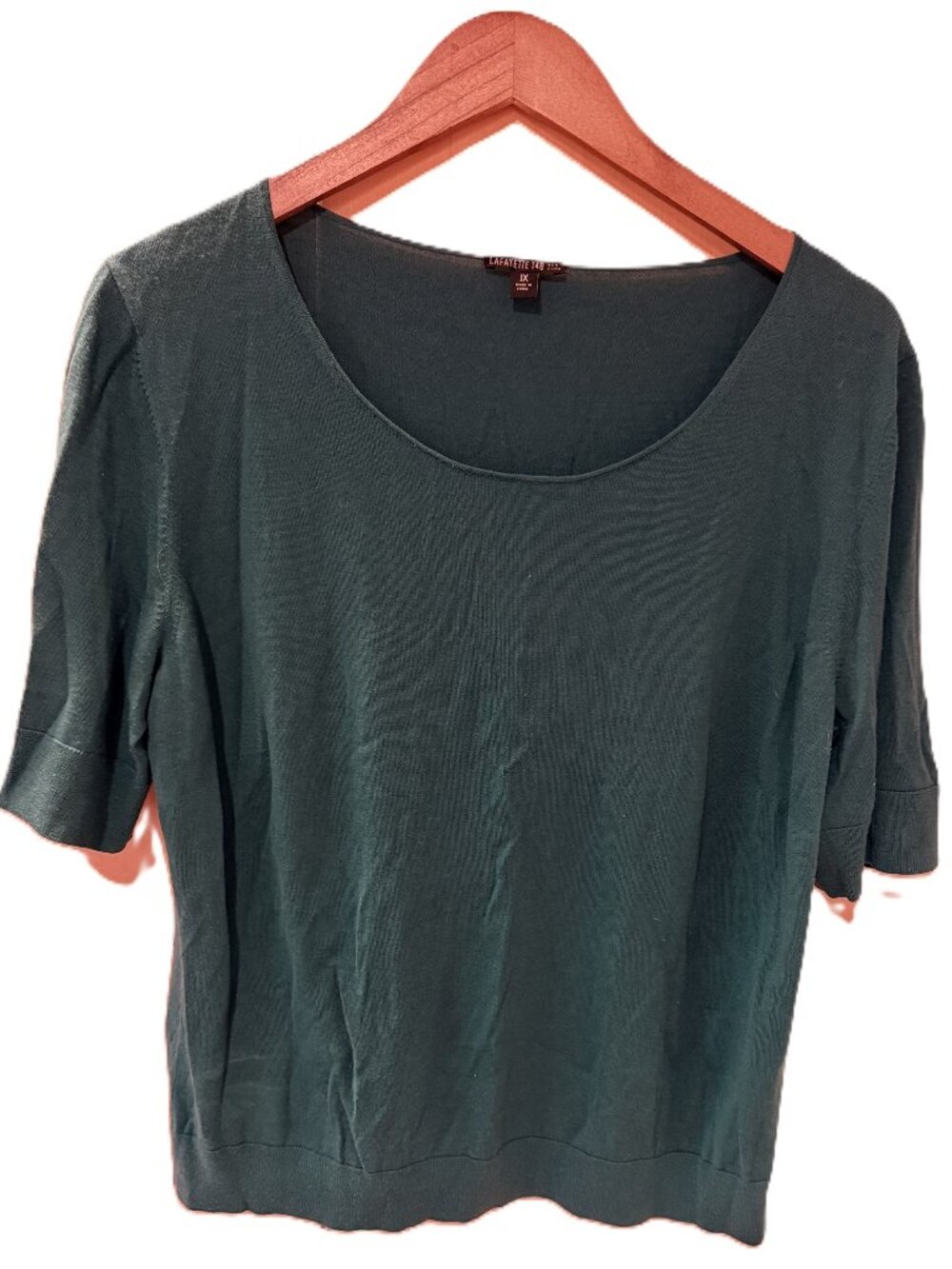 NWOT Lafayette 148 Forest Green Superfine 100% Wool Sweater, Scoop Neck, Size 1X